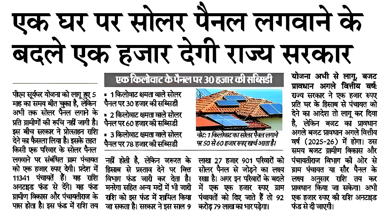 Solar Rooftop Subsidy Yojana: सोलर रूफटॉप सब्सिडी योजना के फॉर्म भरना शुरू, ऐसे करें आवेदन