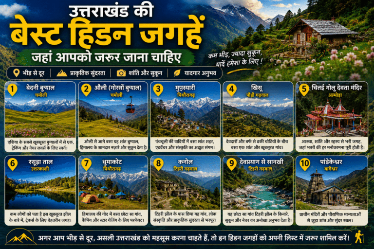उत्तराखंड की बेस्ट हिडन जगहें जहां आपको जरूर जाना चाहिए (Best Hidden Places in Uttarakhand You Must Visit)