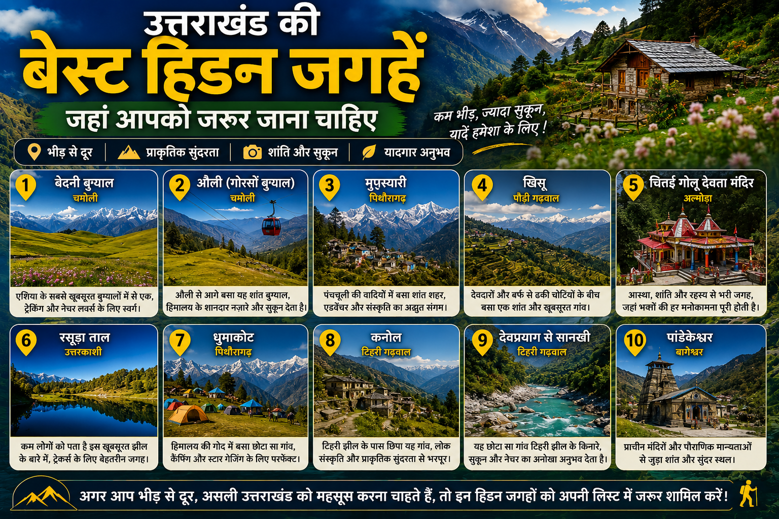 उत्तराखंड की बेस्ट हिडन जगहें जहां आपको जरूर जाना चाहिए (Best Hidden Places in Uttarakhand You Must Visit)