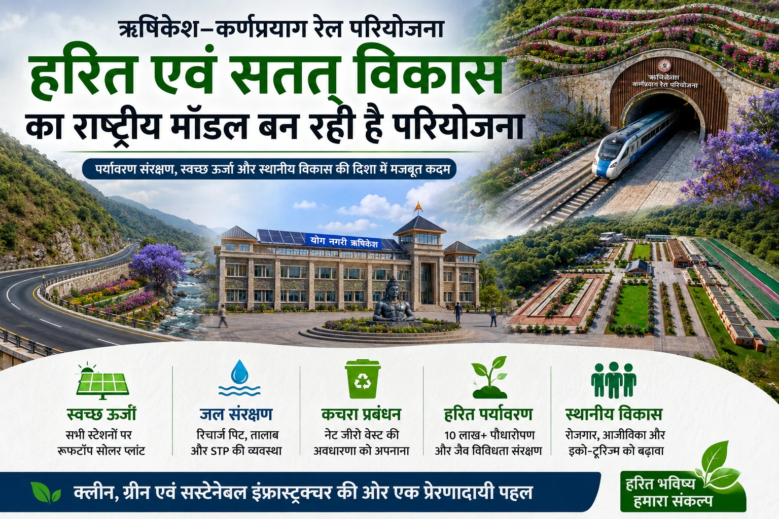 ऋषिकेश-कर्णप्रयाग रेल परियोजना में बनेंगे 11 ग्रीन स्टेशन, 10 लाख पौधे लगाने की तैयारी